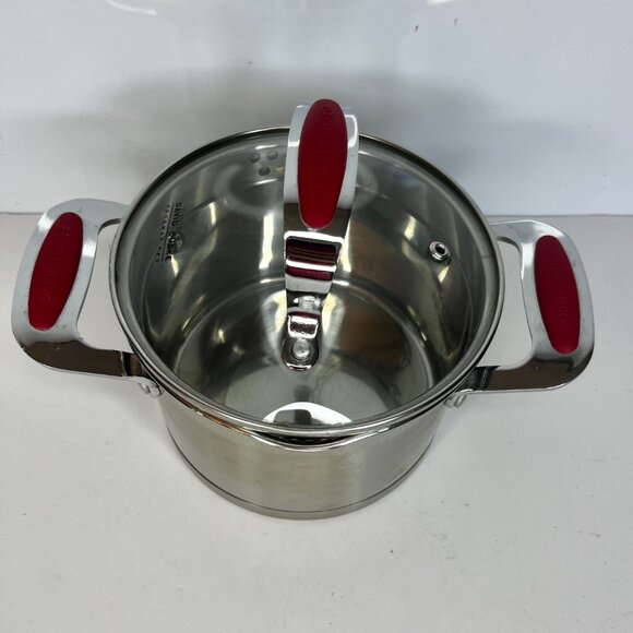 David Burke 2.0 Qts Pot with Strainer Gourmet Pro Heavy Stainless Cooking Lidded - Picture 2 of 15